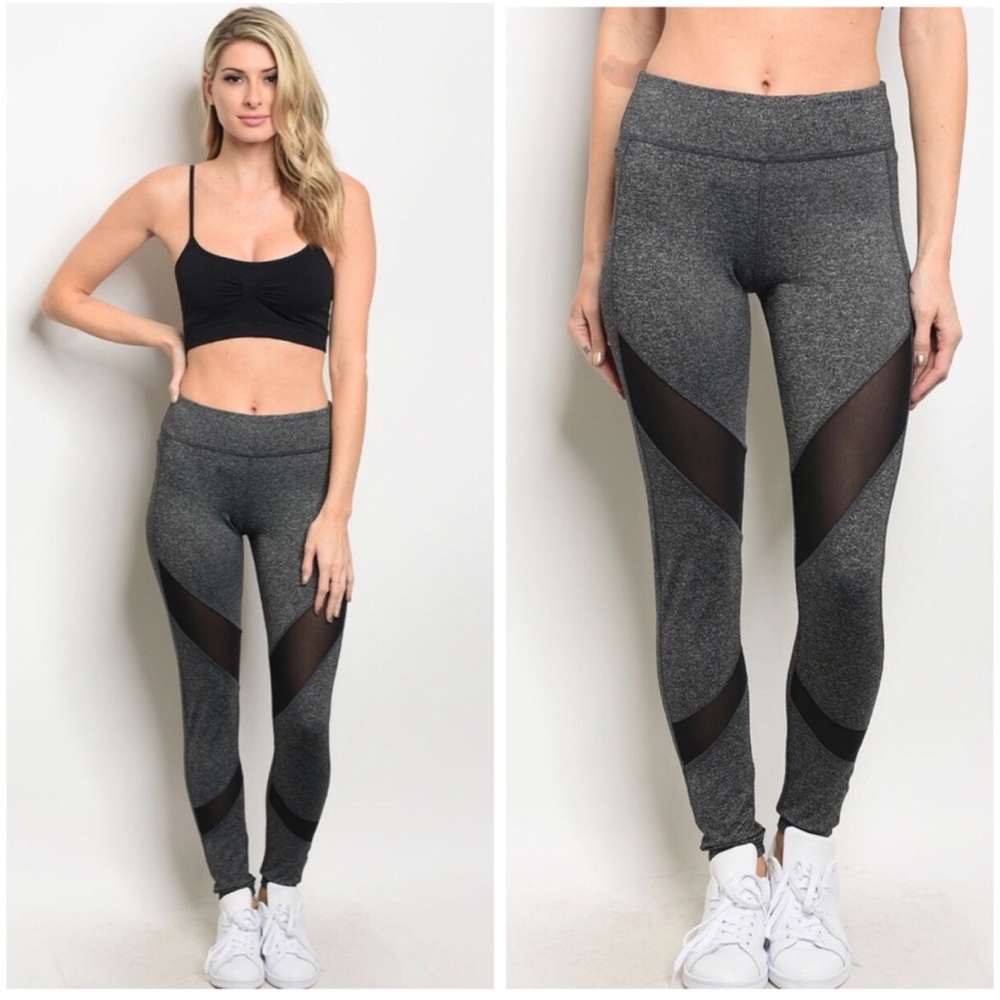 • SALE!• Charcoal Gray Mesh Panel Work Out Yoga